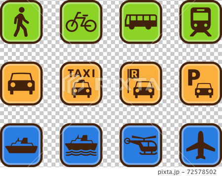 交通手段のアイコンセット (アプリ風ver.) 交通手段のアイコンセット (アプリ風ver.) 72578502