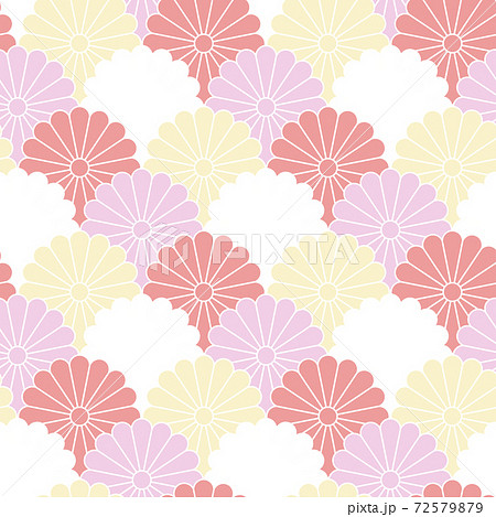 和モダンな菊の花のシームレスパターンのイラスト素材