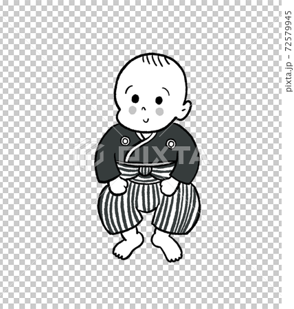 100日祝いのイラスト　モノトーン 72579945