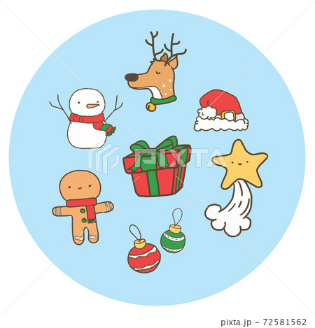 Set of cartoon chirstmas icon illustration. Set of cartoon chirstmas icon illustration. 72581562