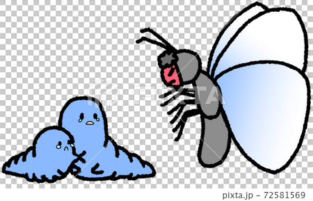 A butterfly wearing a demon mask and two scary hornworms (blue) A butterfly wearing a demon mask and two scary hornworms (blue) 72581569