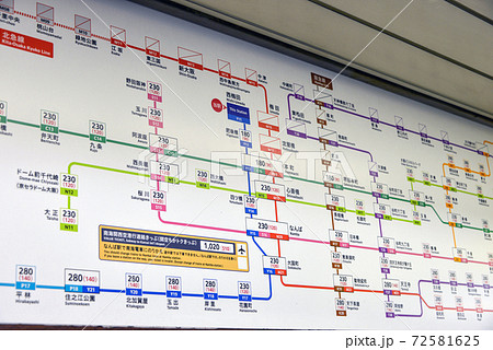 大阪メトロ四つ橋線西梅田駅のきっぷ運賃表 72581625