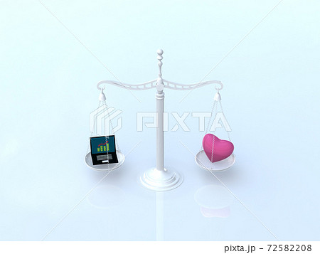 天秤であらわす恋愛と仕事のバランス　CGイラスト 72582208