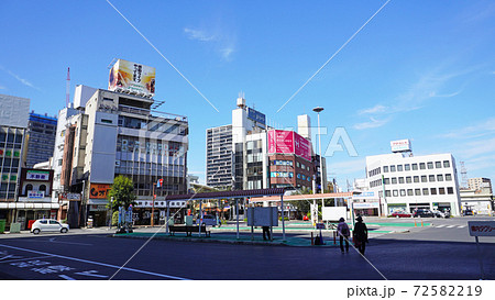 小山駅西口前のロータリー 栃木県小山市 の写真素材