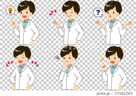 Male doctor illustration set with 6 different facial expressions 72582265
