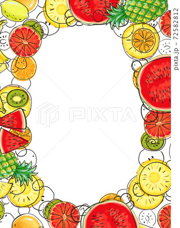 Hand drawn Exotic Fruit frame isolated on white background 72582812