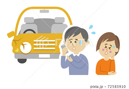 自動車事故と男女のイラストイメージ 72583910