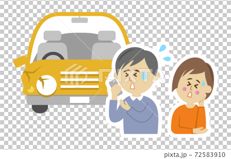 自動車事故と男女のイラストイメージ 72583910