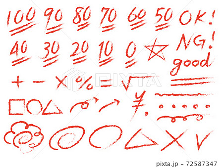 赤ペン先生のかすれ数字と文字 72587347