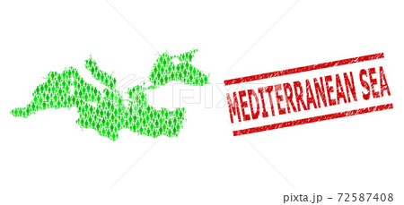 Textured Mediterranean Sea Stamp Print and Green People and Dollar Mosaic Map of Mediterranean Sea Textured Mediterranean Sea Stamp Print and Green People and Dollar Mosaic Map of Mediterranean Sea 72587408