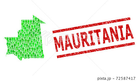 Scratched Mauritania Stamp Imitation and Green People and Dollar Mosaic Map of Mauritania Scratched Mauritania Stamp Imitation and Green People and Dollar Mosaic Map of Mauritania 72587417