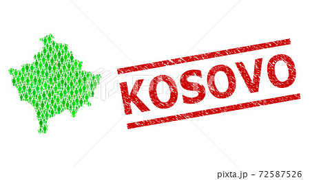 Distress Kosovo Stamp Seal and Green Men and Dollar Mosaic Map of Kosovo Distress Kosovo Stamp Seal and Green Men and Dollar Mosaic Map of Kosovo 72587526