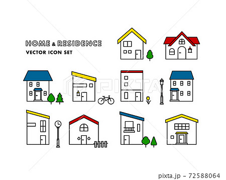 おしゃれな家　ベクター　アイコンセット素材 72588064