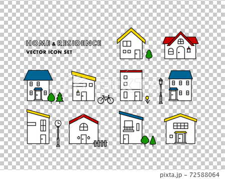 おしゃれな家　ベクター　アイコンセット素材 72588064