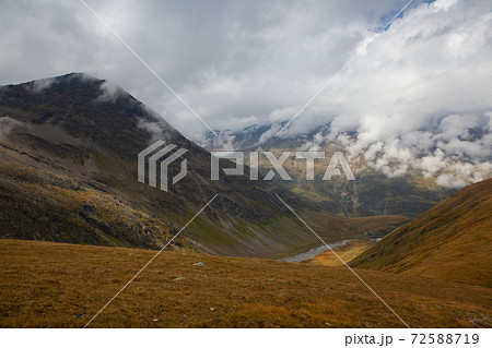 Dramatic landscape in high mountains in Obergurgl, Austria. Dramatic landscape in high mountains in Obergurgl, Austria. 72588719