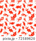 優雅な手描き金魚　シームレスパターン　赤 72589620