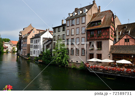 フランス ストラスブール プティット フランス地区の景色の写真素材