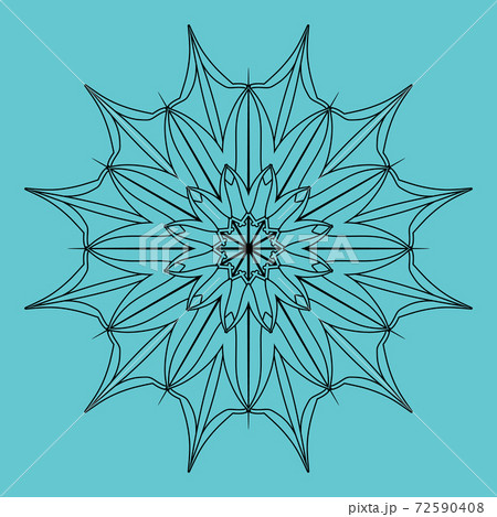 Snowflake linear sign graphic template. Winter abstract decorative symbol. Vector coloring book pattern element Snowflake linear sign graphic template. Winter abstract decorative symbol. Vector coloring book pattern element 72590408