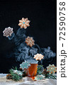 Christmas composition with hot tea and cookie snowflakes 72590758