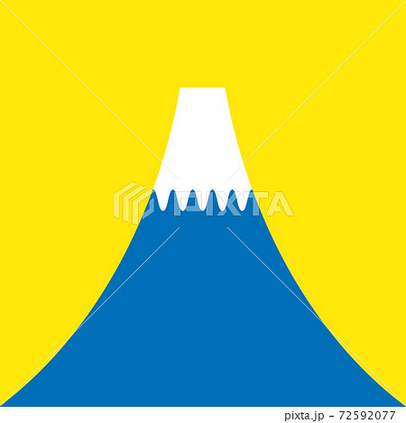 黄色い背景に冠雪した富士山のシンプルなイラスト Mt Fuji In Yellow Illustのイラスト素材