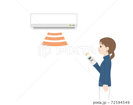 暖房をつける女性のイラストのイラスト素材 暖房をつける女性のイラストのイラスト素材