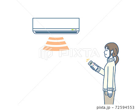 暖房をつける女性のイラスト 72594553
