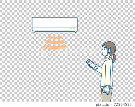暖房をつける女性のイラスト 72594553