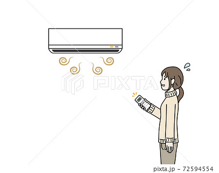 暖房をつける女性　異臭　臭い 72594554