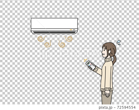 暖房をつける女性　異臭　臭い 72594554