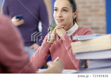 Businesswoman is interviewing in office. Successful job interview 72595826