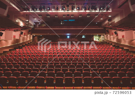 Interior of modern empty red congress hall 72596053