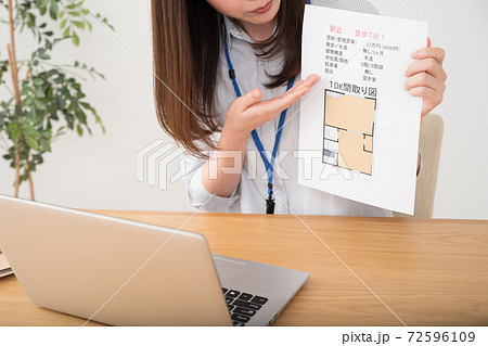 オンラインで不動産営業をする女性 オンラインで不動産営業をする女性 72596109