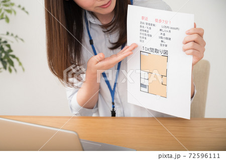 オンラインで不動産営業をする女性 72596111