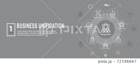 Companies merging together, one buying out the other - icon set 72596667