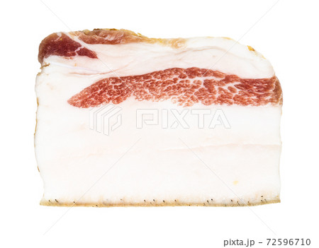 slice of salted Salo with meat layer isolated 72596710