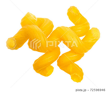three dried Cavatappi pasta close up isolated three dried Cavatappi pasta close up isolated 72596946