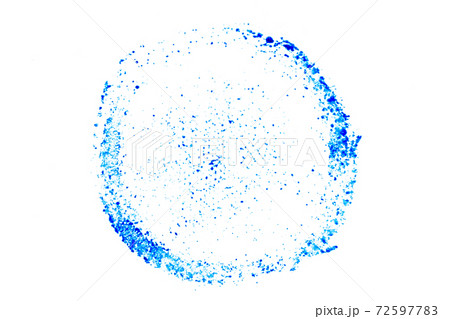 Blue color ink in round shape textured background as stamp or frame with copy space Blue color ink in round shape textured background as stamp or frame with copy space 72597783