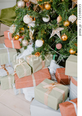 christmas decorations on christmas tree, holiday concept christmas decorations on christmas tree, holiday concept 72598935