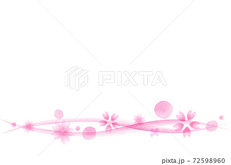 美しい水彩の桜のライン素材のイラスト素材