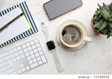 Flat lay office table desk. Flat lay office table desk. 72599048