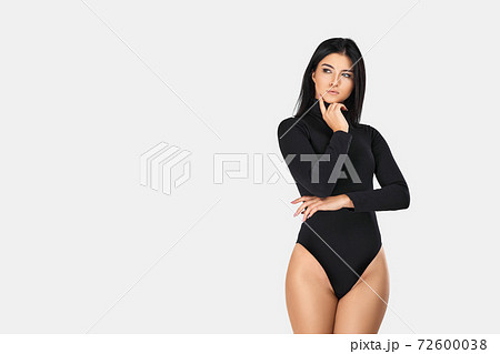 woman with perfect body in black bodysuit 72600038
