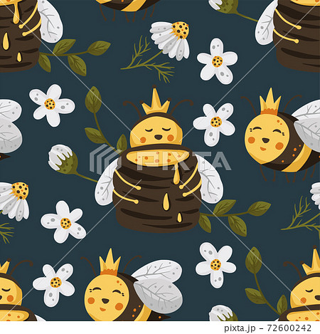 Bee seamless vector pattern. Bee seamless vector pattern. 72600242