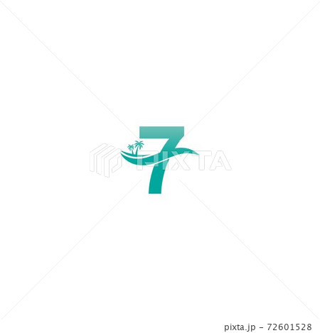 Number 7 logo coconut tree and water wave icon design Number 7 logo coconut tree and water wave icon design 72601528
