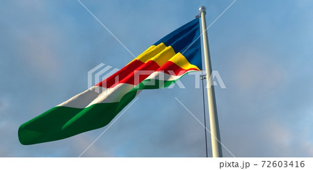 3d rendering of the national flag of the Seychelles 3d rendering of the national flag of the Seychelles 72603416