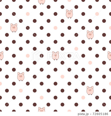 Polka dot pattern with cute cartoon pigs. 72605186