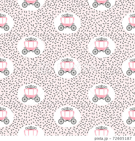 Seamless vector princess pattern with pink carriages. Seamless vector princess pattern with pink carriages. 72605187