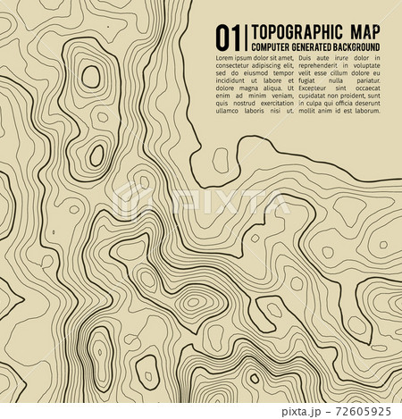 Topographic map background with space for copy . Line topography map contour background , geographic grid abstract vector illustration . Mountain hiking trail over terrain . 72605925