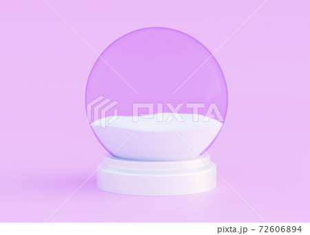 A souvenir Empty Transparent Snow Globe with snow cover, purple background, 3d render A souvenir Empty Transparent Snow Globe with snow cover, purple background, 3d render 72606894