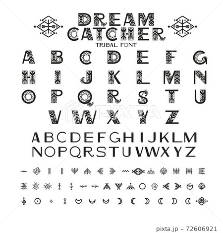 Tribal Alphabet and ornaments 72606921