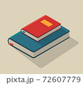 Isometric vector illustration of books. Little red book is on big blue book. Isolated. 72607779